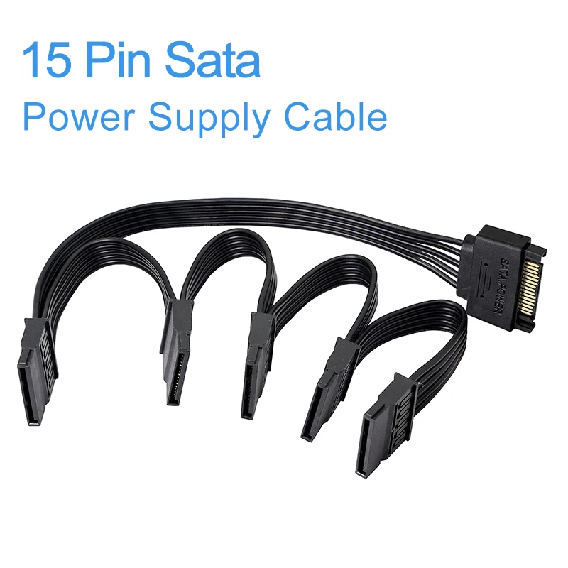 Sata Power Cable 15 Pin Male to Female 1 to 3 4 5 6-Port for PC