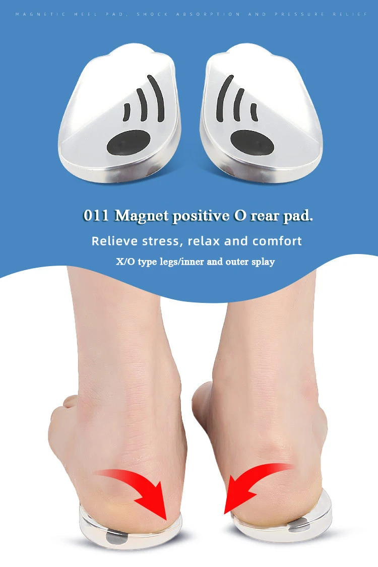 Orthopädische Silikon-Einlegesohlen für Füße O/X-Bein-Typ Valgus-Varus-Korrektur Plantarfasziitis Gel-Einlage Magnet-Massage Fußpflege – Detail 1