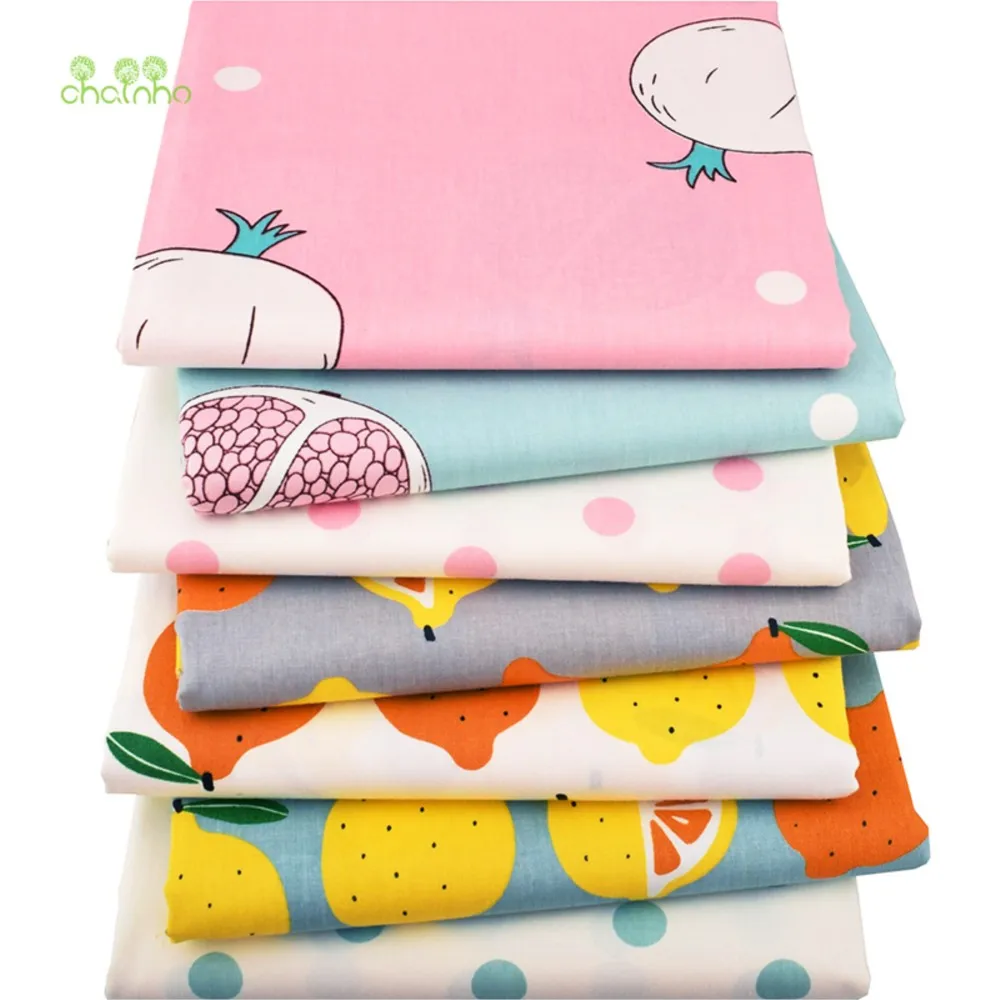 Chainho,Printed Twill Weave Cotton Fabric,Patchwork Cloth,DIY Sewing Quilting Material,Fruit Series,2 Specification,CC207
