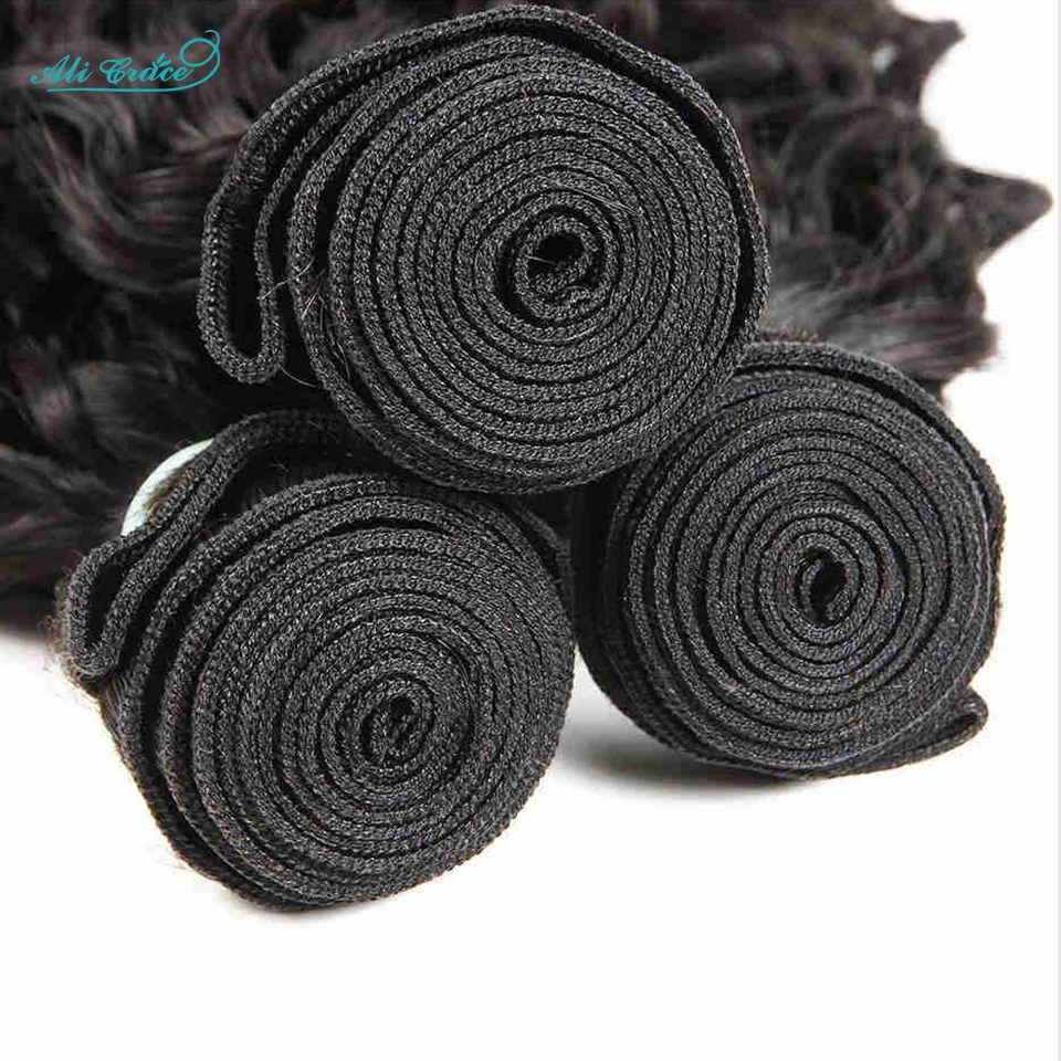 ALI GRACE Hair 3 Bundles Brazilian Natural Wave 100% Human Hair Bundles Water Wave 12-28 inch Remy Extensions ping