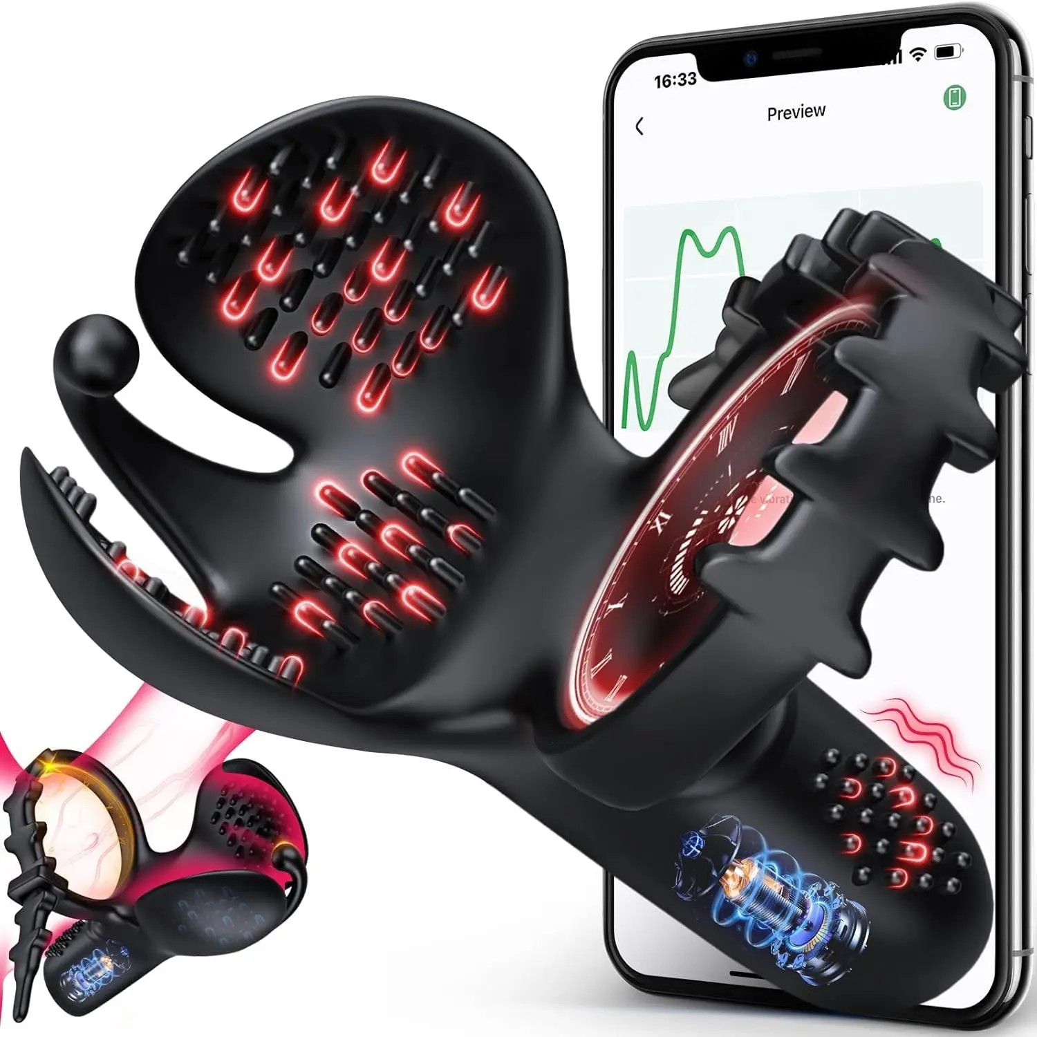 APP Control Vibrating Penis Ring Cock Ring for Men Delay Ejaculation Adjustable Cockring Couple Vibartor Sex Toys for Men 1