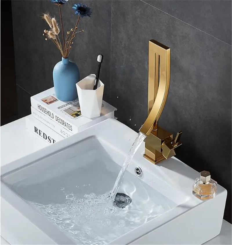 Description Picture 2 of itemBathroom Faucet Chrome Basin Square Sink Rose Gold Deck Mounted Toilet Hot And Cold Mixer Water Tap