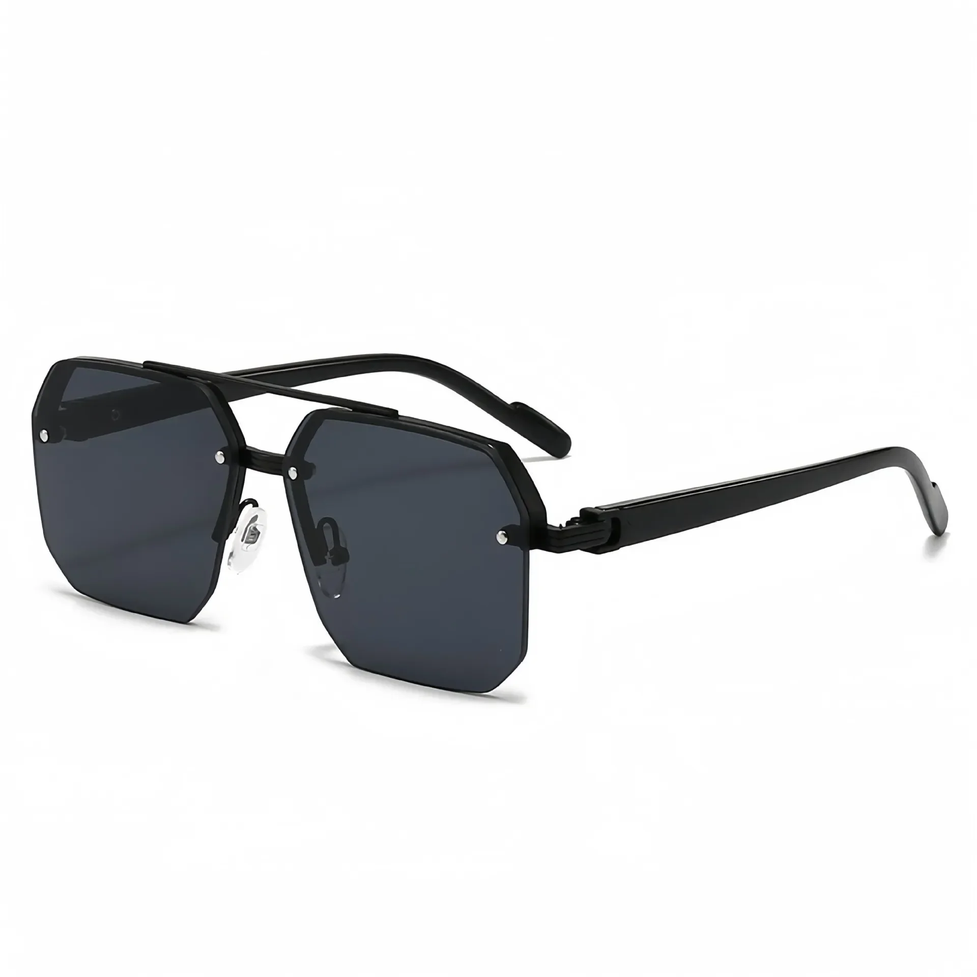 Stylish Retro Aviator Sunglasses with Double Bridge Metal Design and UV400 Protection