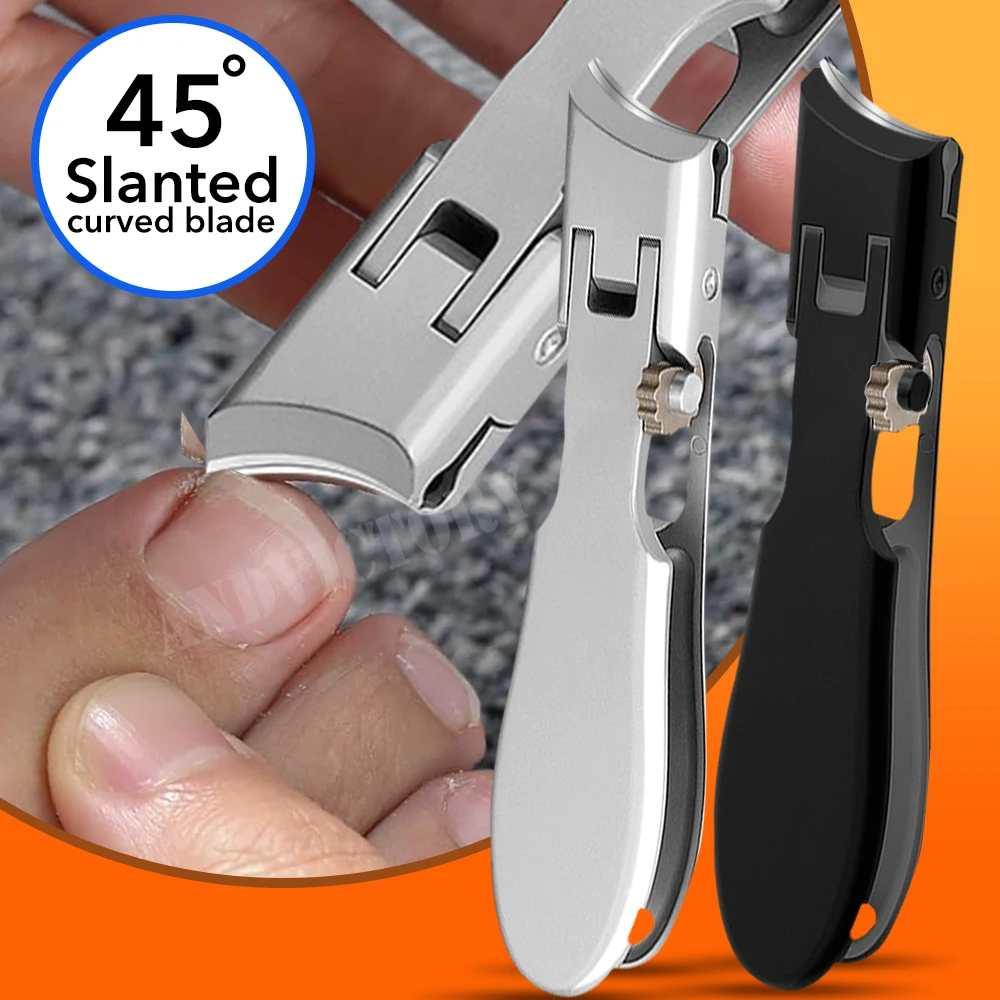 1Pc Stainless Steel Slanted Edge Nail Clipper Splash-Proof Large Opening Nail Clipper Portable Dead Skin Removal Cuticle Trimmer