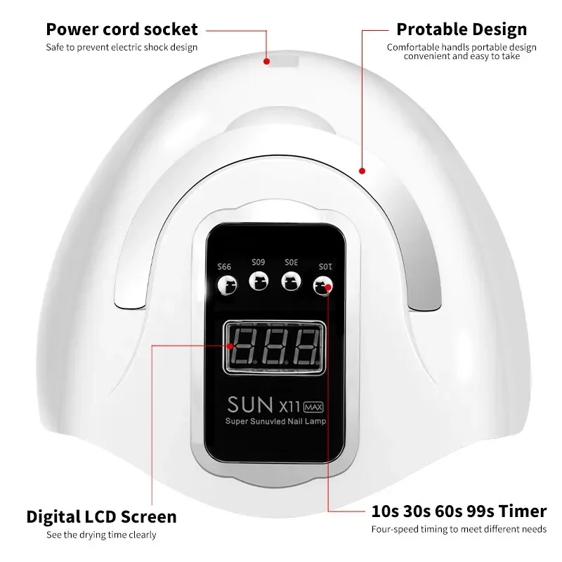 SUN X11 MAX Professional Nail Drying Lamp for Manicure 280W Nails Gel Polish Drying Machine with Auto Sensor UV LED Nail Lamp 3