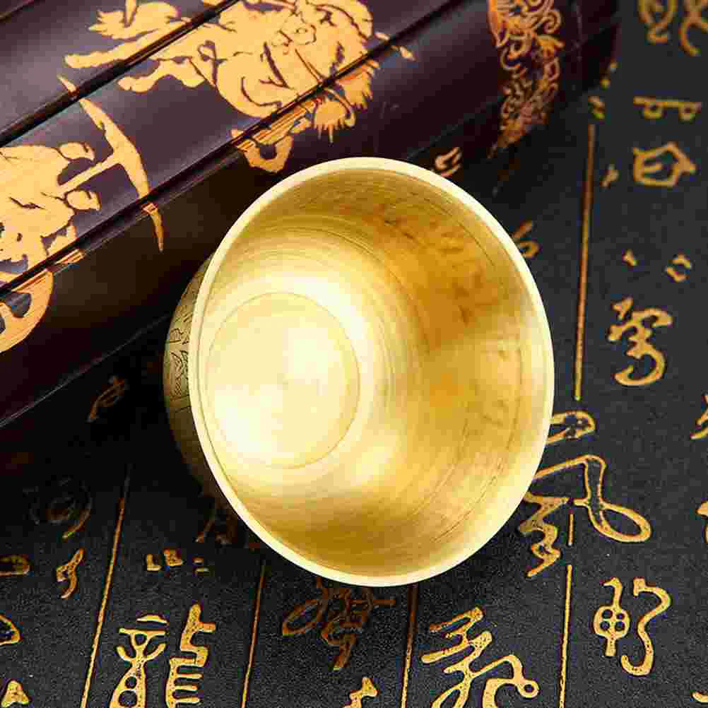 Smooth Copper Golden Bowl Pure Copper Carved Patterns Home Decorative Bowls Buddhist Offering Statue Sculpture Religious 4