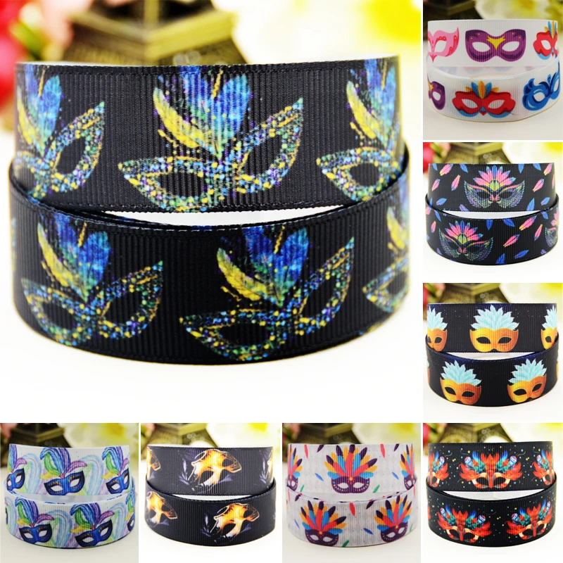 

22mm 25mm 38mm 75mm Mask Cartoon printed Grosgrain Ribbon party decoration 50 Yards satin ribbons