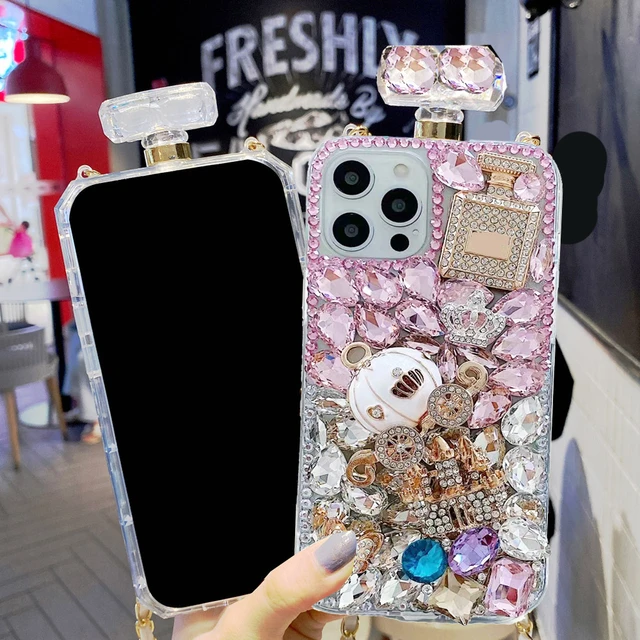 Cute Bling Crystal Perfume Bottle Case for Samsung Galaxy S10 S21 Plus Note  20 S22 Ultra 10 Plus Luxury Cell Phone Cover Lanyard - AliExpress