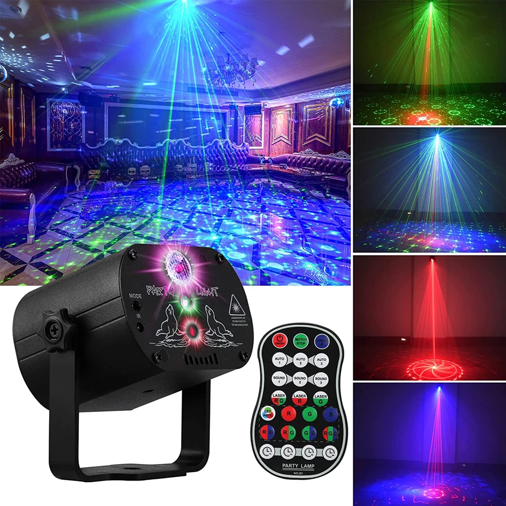 Disco Light RGB Sound Activated Laser DJ Party Lights USB Strobe Projector  Dmx Flashing Ball Stage Lamp KTV Club Home Christmas