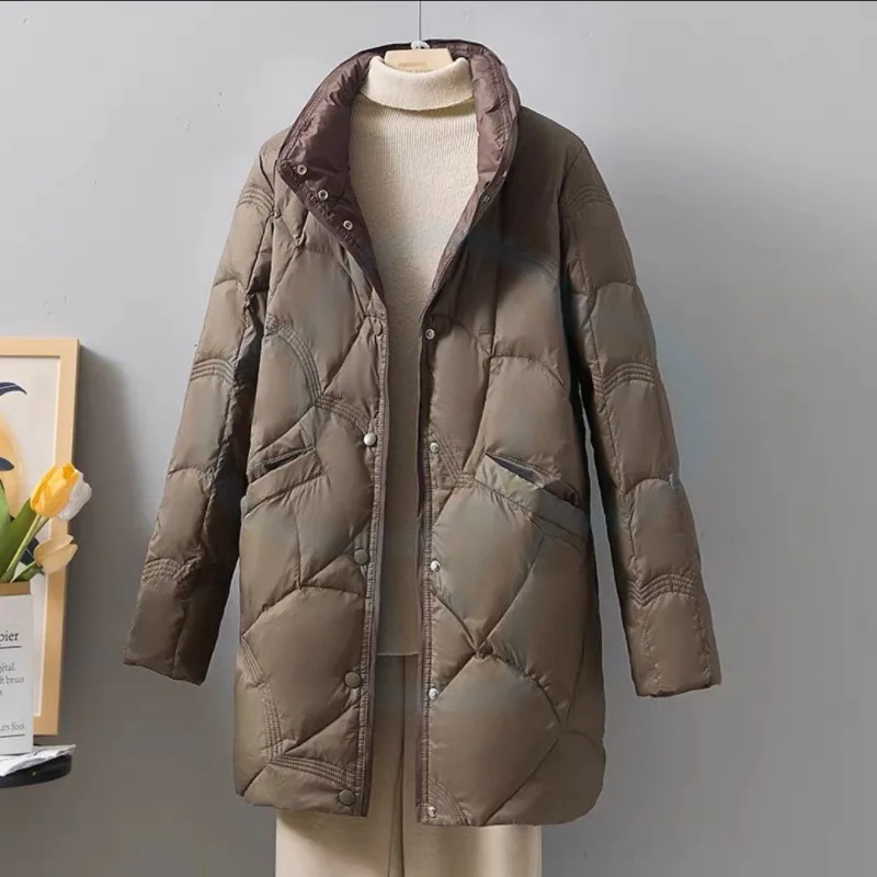 

Duck Down Loose Fit Jacket Women All-matching Loose-fitting Overcoat Windbreaker Coats T251