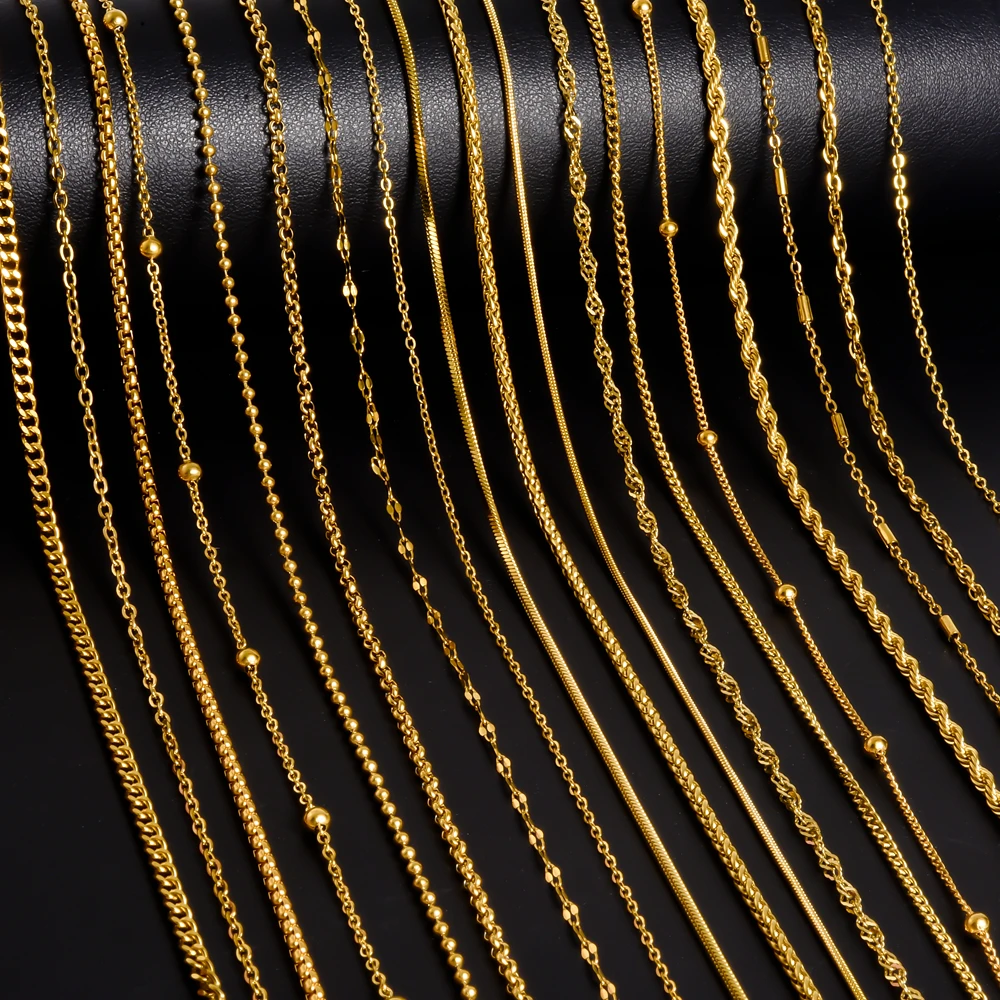 5pcs/Lot Gold Color Stainless Steel Link Chains In Bulk Necklaces ...
