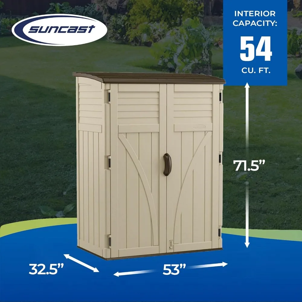 Cubic Feet Vertical Storage Shed with Durable Plastic Construction, Multiple Wall Panels and Ample Space for Outdoor Storage 3