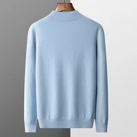 100% Pure Wool Cashmere Sweater Men's Half Turtleneck Pullover Casual Fashion Thickening Top Knitting Sweater 2