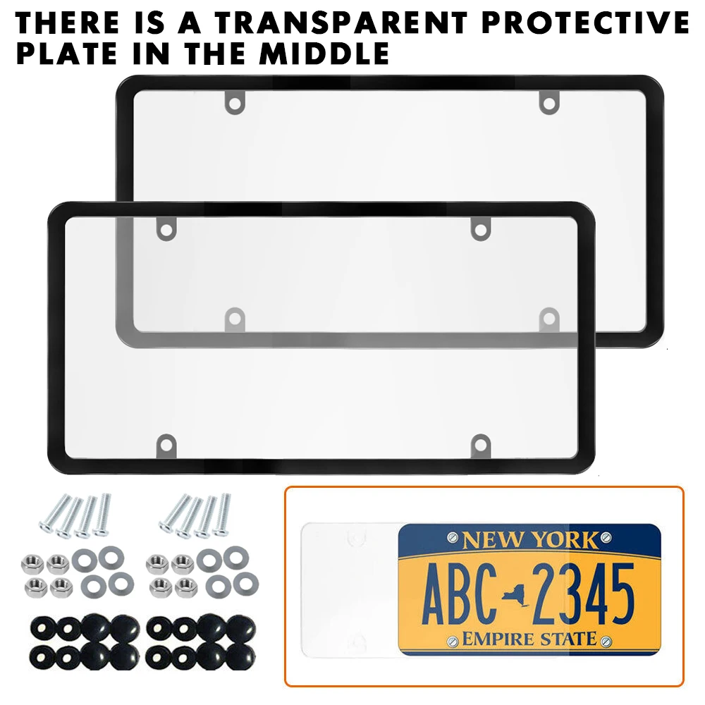 

2pcs Clear Reflective Anti Speed Red Light Toll Camera Stopper License Plate Cover Protector Tag Frame Holder Mount