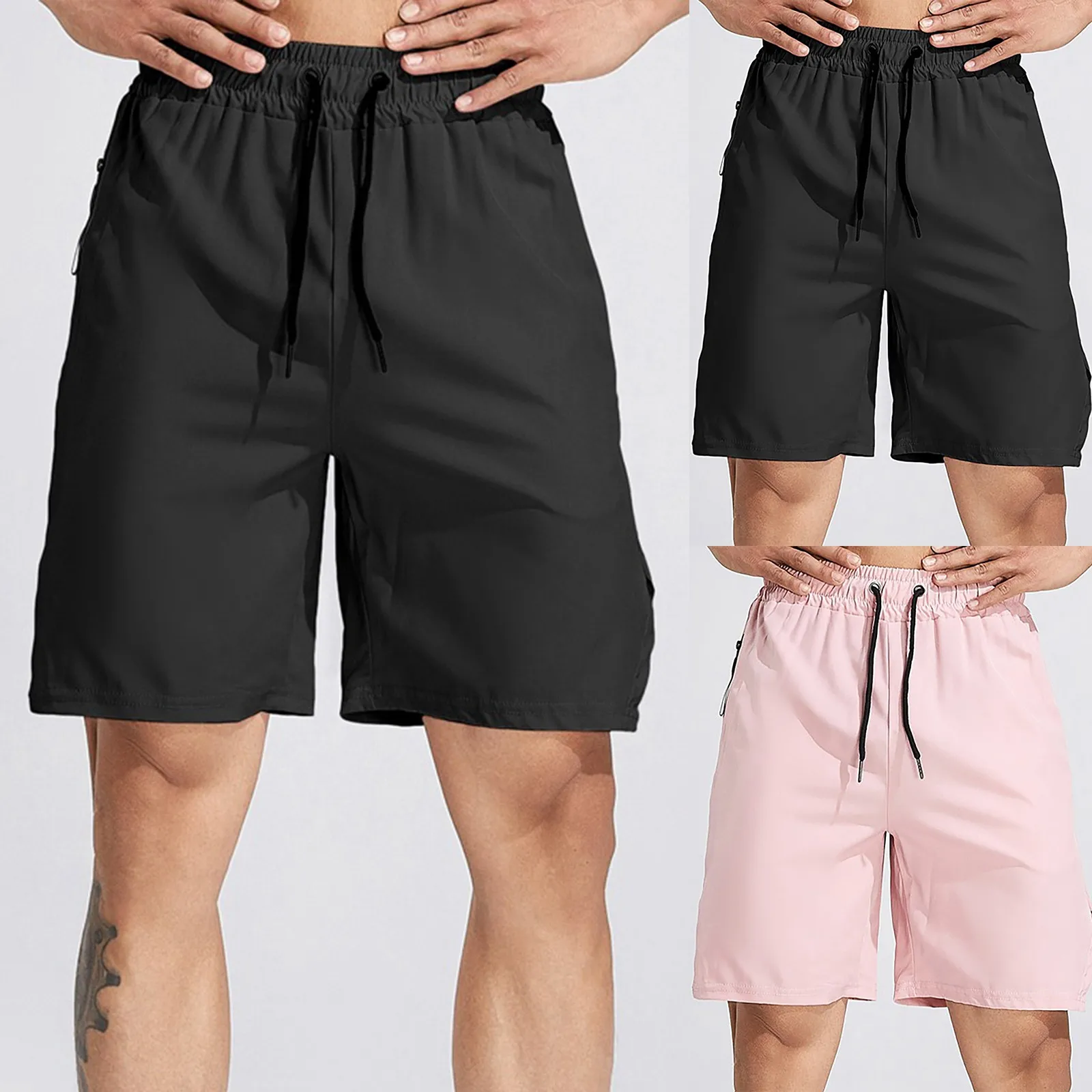 Swimming Trunks for Men Men's Summer Fitness Sports Leisure Solid Color Black Single Layer Athletic Shorts Men Big And Tall 3