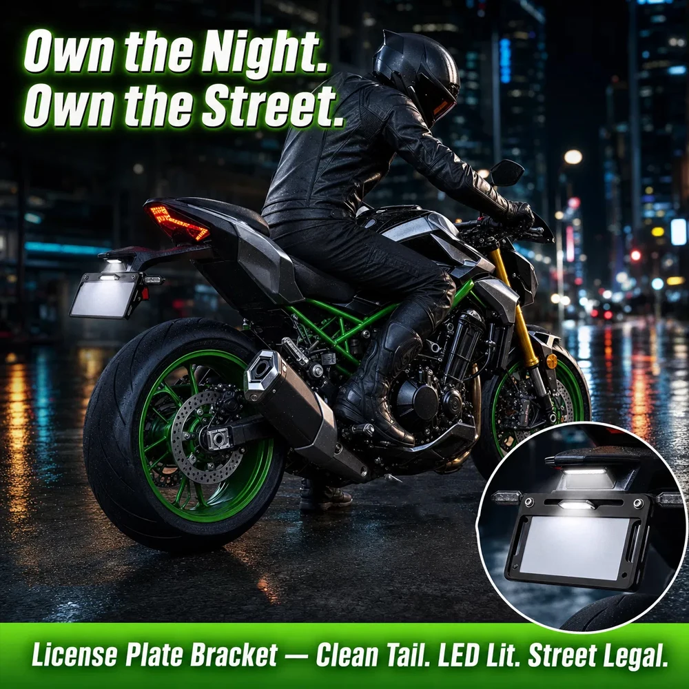 2025 Z 900 라이센스 홀더 LED 라이트 모터사이클 펜더 엘리미네이터 테일 번호판 브래킷 (가와사키 Z900/SE 2017-2022 2021년식 호환)