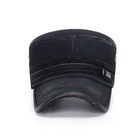 Unisex Baseball Cap Vintage Cadet Top Cap Washed Cotton Fashion Adjustable Flat Top Hat for Men Women 2