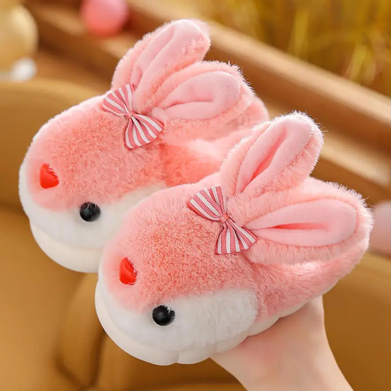Children's Plush Slippers Girls Autumn Winter Kids Slides Indoor Home Non-Slip Warm Cotton Shoes