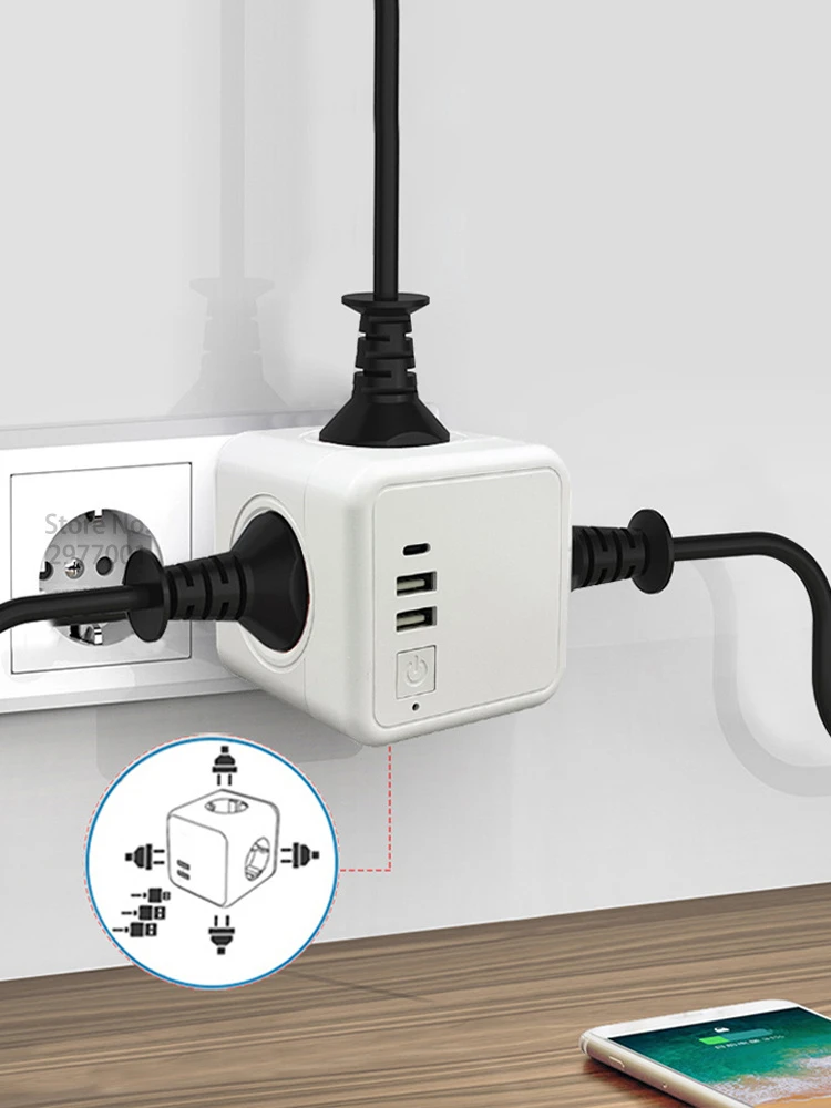 Sopend EU ÷  Ʈ, AC ܼƮ 4 , USB Ʈ 2 , CŸ 1 , 5V, 3.1A Ŀť , ÷  ѱ/ ġ 7-in-1