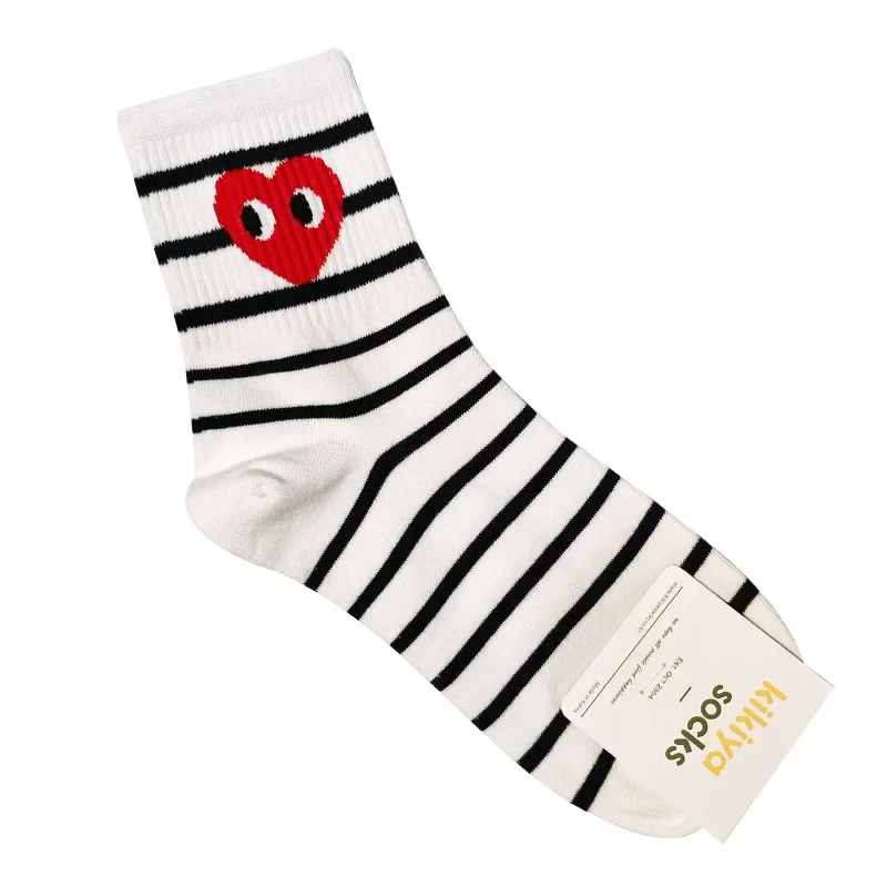 Korean Version Striped Polka Dot Solid Color Socks Sports Ins Style Trend Casual Socks
