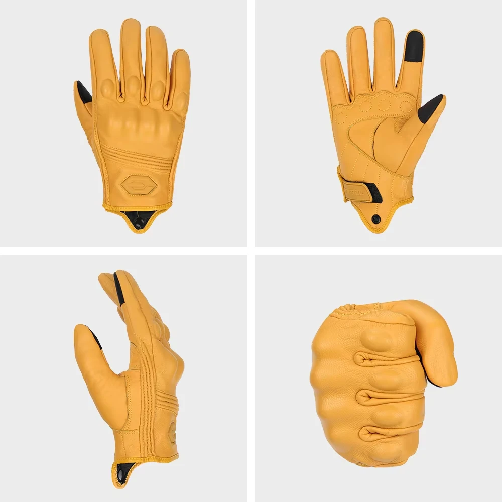 Motorcycle Leather Gloves Hole Men Motorbike Riding Gloves Touch Screen Breathable Moto Motocross Anti Fall Protection Motorcycle Gloves,Sports Gloves,Leather Motorcycle Gloves