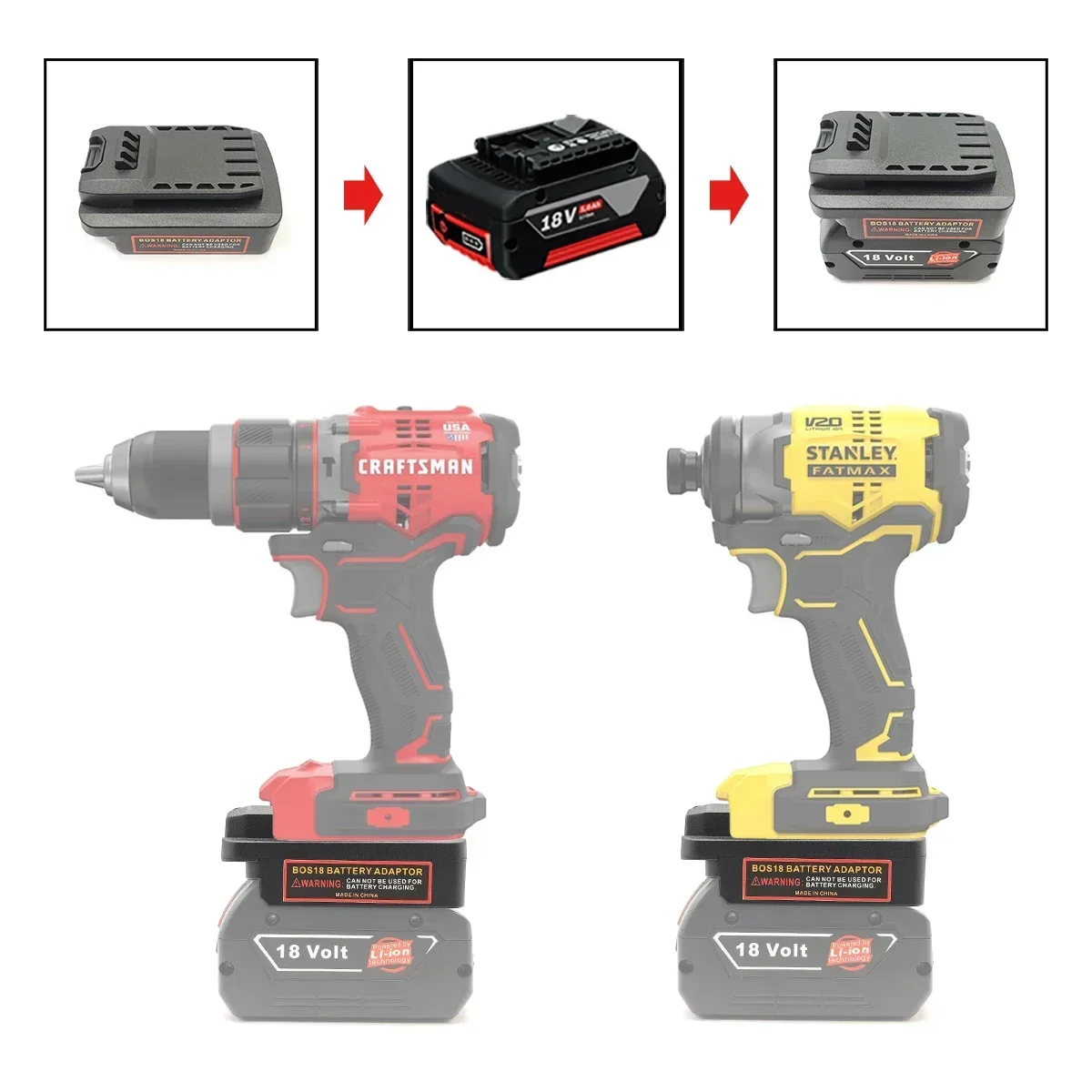 Adattatore batteria per batterie al litio Bosch 18V che convertono in CRAFTSMAN 20V per utensili elettrici a batterie al litio Stanley 18V V20 - immagine 6