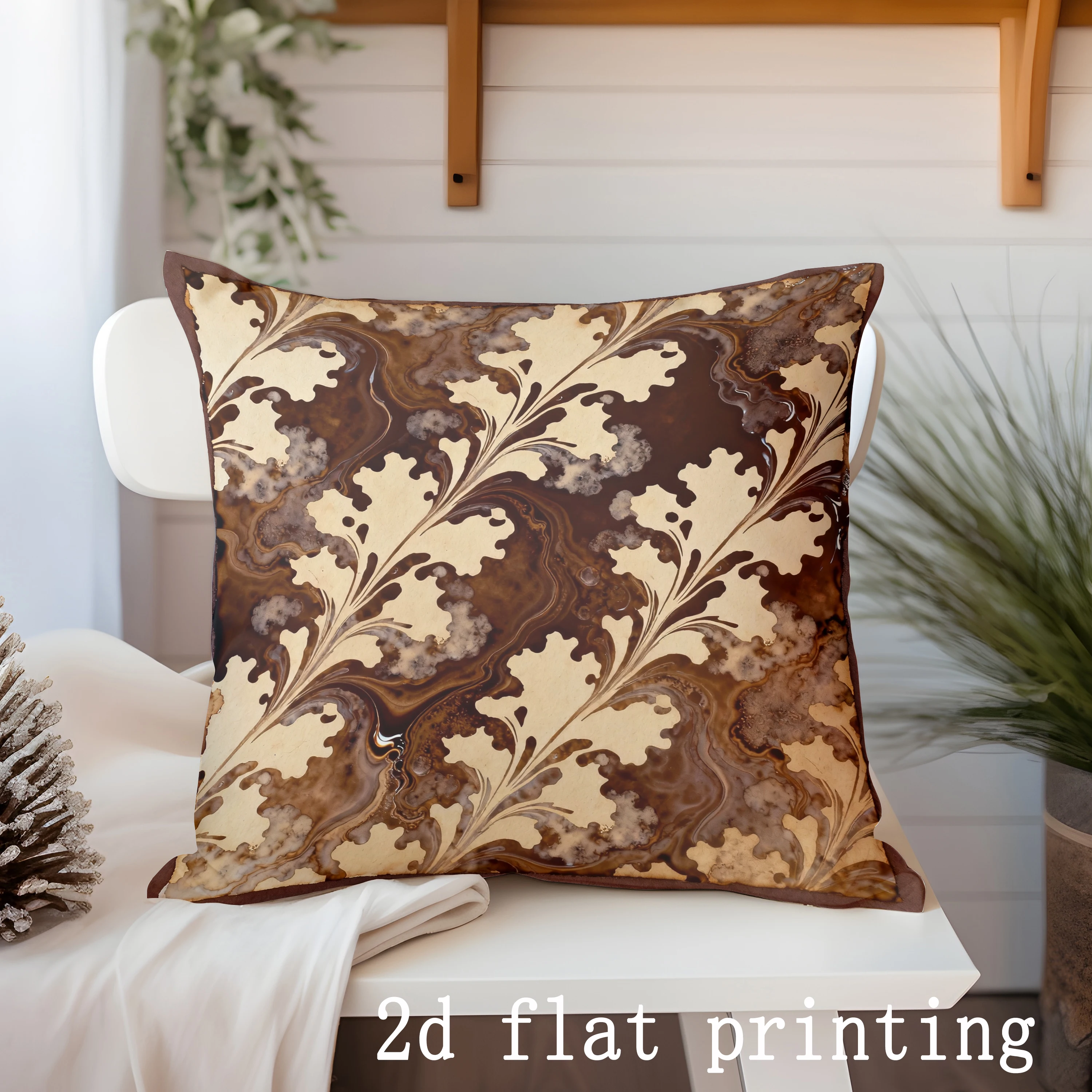 Marble Leaf Pattern Decorative Pillow Cover Pattern Cushion Cover Suitable for Sofa Bedroom Car Pillow Cover 5