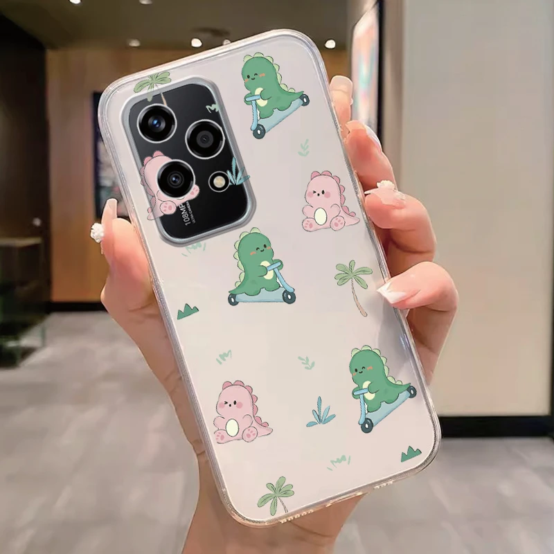 Floral Fashion Clear Silicone Phone Cover - Cute Cat Couple Design