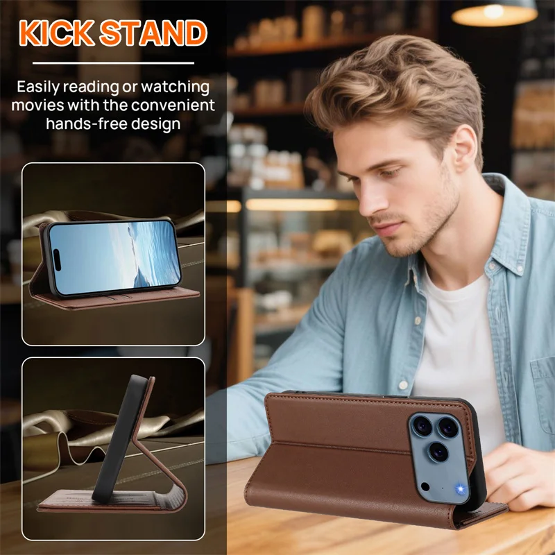 Luxury Magnetic Flip PU Leather Wallet Phone Case with Anti-Theft and Anti-Fall Protection