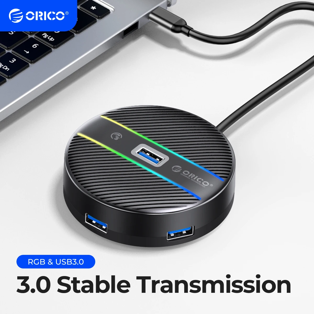 

ORICO 4 Ports USB 3.0 HUB Round USB C Splitter with Type C Charge Power SD TF Ports for hard drives PC Macbook Pro