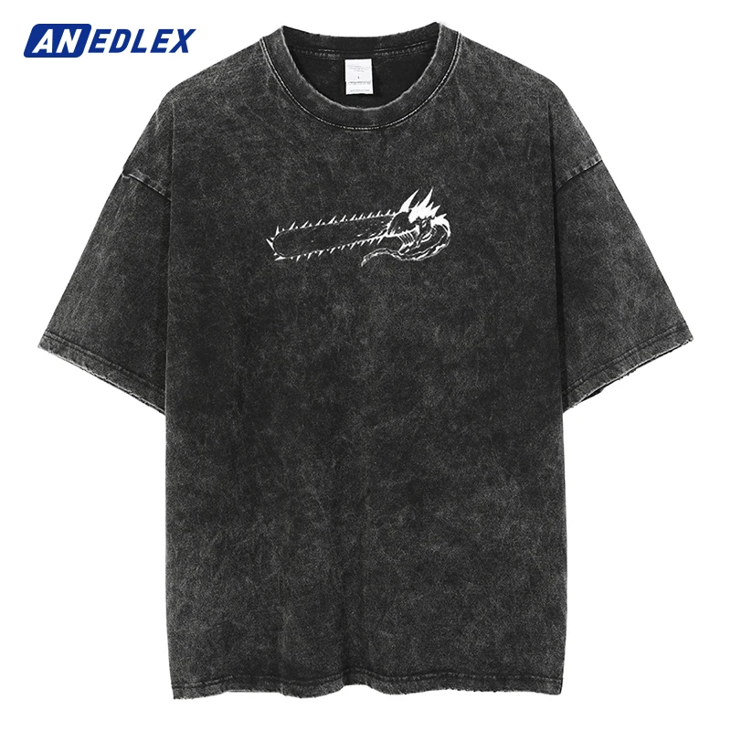 

Футболка мужская оверсайз с принтом аниме, уличная одежда в стиле хип-хоп, хлопковая Свободная рубашка с коротким рукавом в стиле Харадзюку, лето