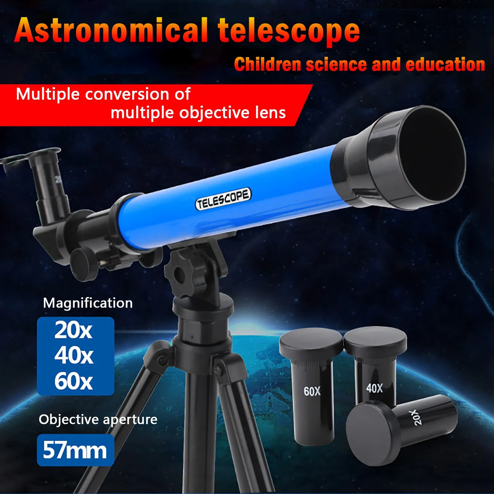 Toys Telescope High-Powered Astronomical Science Monocular Education Children Building Magnets for Kids Kid Magnets Wooden 3