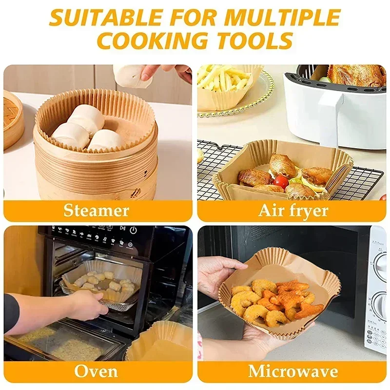 Disposable Air Fryer Paper Non-Stick Kitchen Baking Airfryer Mat Oilproof Micro-wave Barbecue Pad Baking Paper Liner Accessories air fryer liners disposable air fryer liners air fryer accessories parchment baking paper