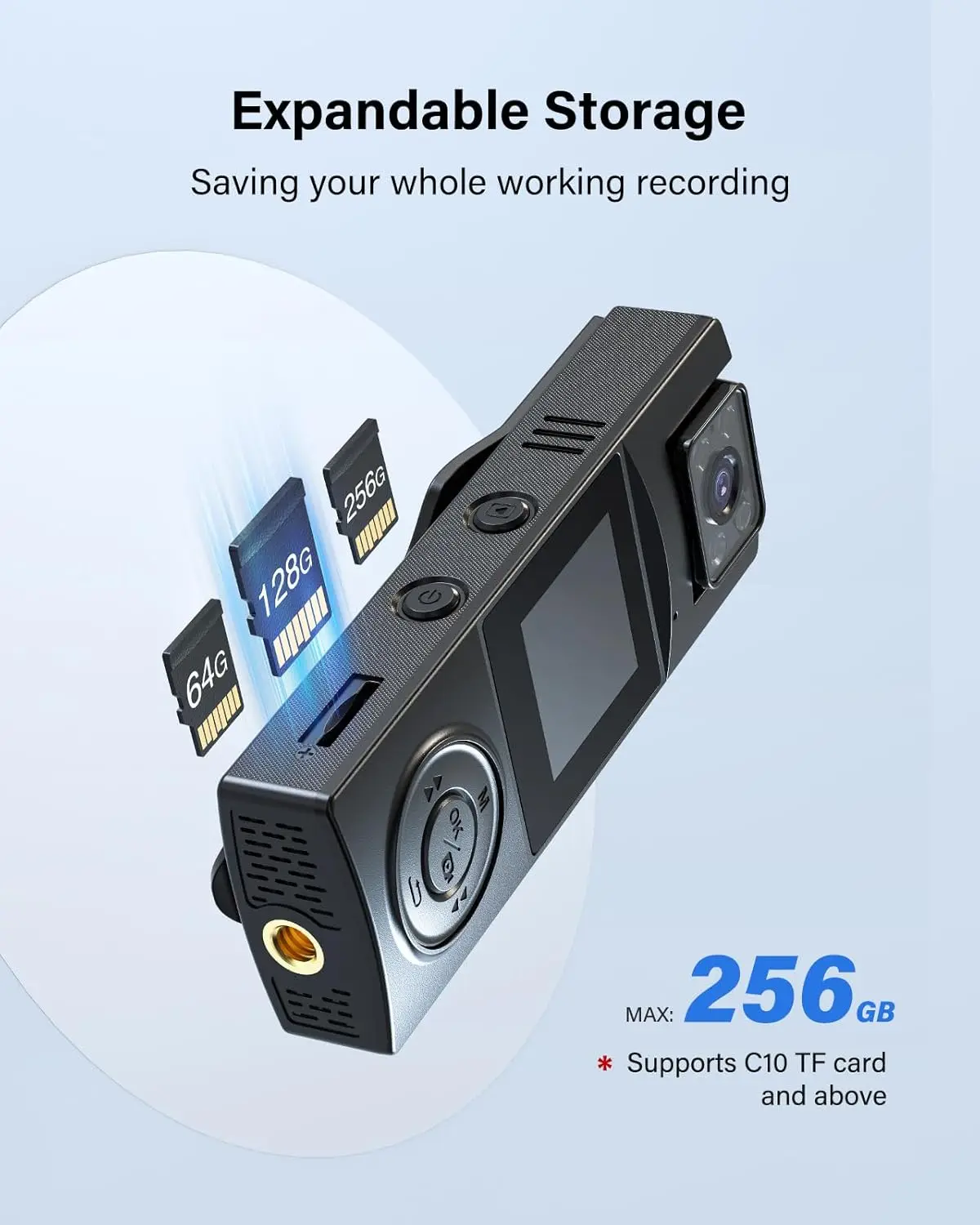 A23Pro Body Camera 180°Rotatable Lens 2K Small Body Camera Night Vision 7-Hour R
