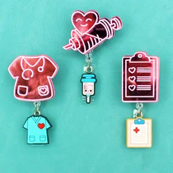Pink Image Mirror Style Rotate Badge Reel Nurse Workers Enfermera ID Holder Retractable Card Holder Accessory