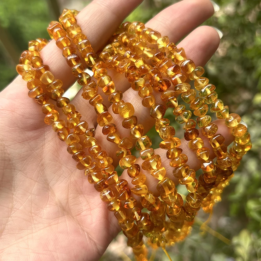 Natrural Genuine Amber Irregular Chip / Square / Round Beads Rought Size DIY Bracelet/Necklace For Jewelry Making 39cm 6