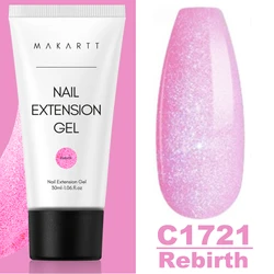 Makartt Trendy Nail Art Poly Gel for French Manicure, 30ML / 50ML in Pink, Clear, White, and Blue (C1721-Rebirth-50ML)