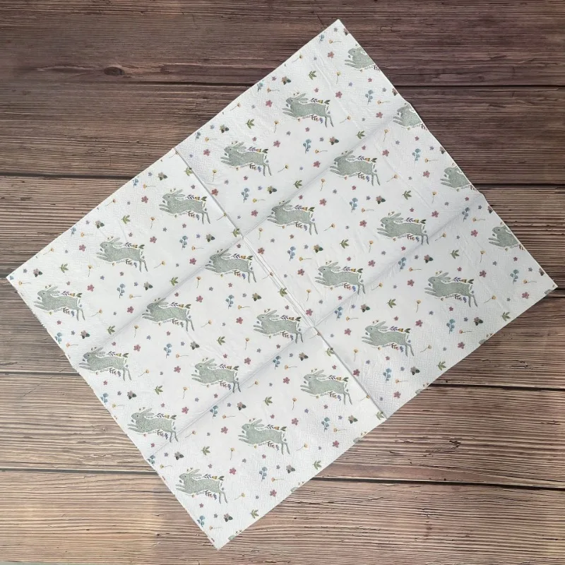 20pcs 33*40cm 3-Ply Easter Element Napkin Bunny Pattern Disposable Wine Glass Flower Paper Placemat DIY Decoupage
