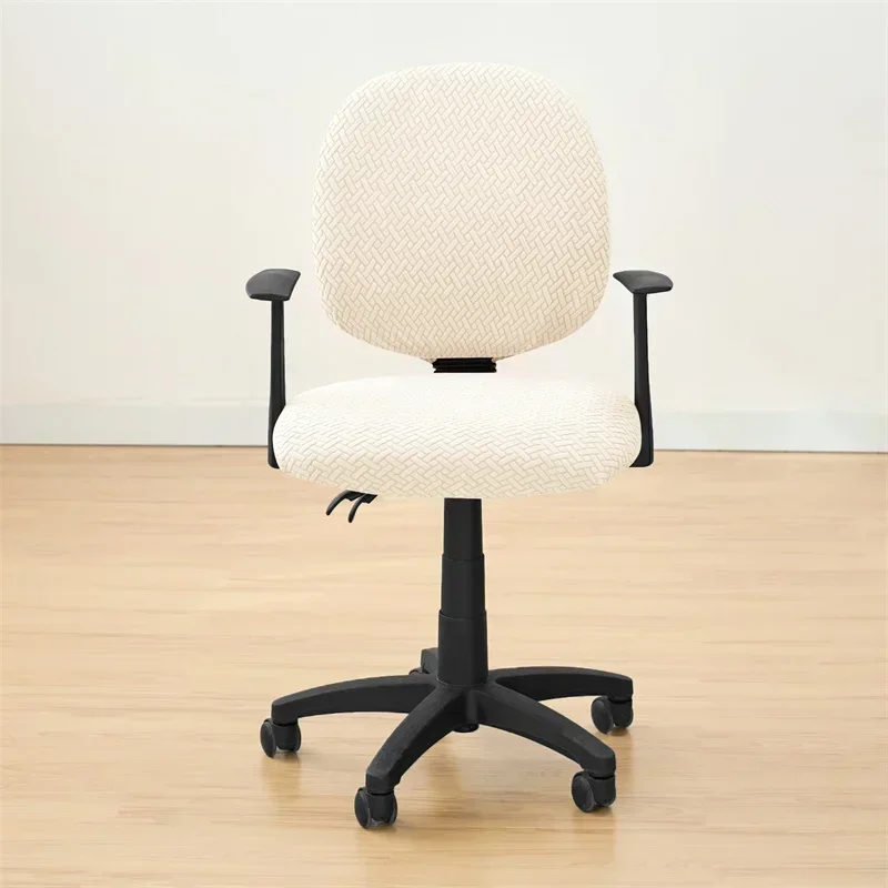 Description Picture 2 of item2pcs/set Split Office Chair Covers Stretch Jacquard Rotating Computer Seat Covers Removable Solid Color Gaming Chair Protector