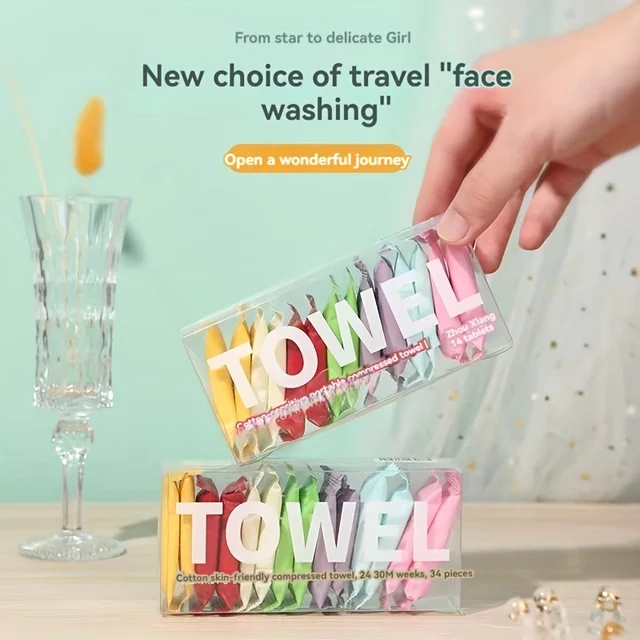 14/7PCS disposable compressed towel cloth thickened cotton bath towel travel cleaning face independent packaging portable face t 6