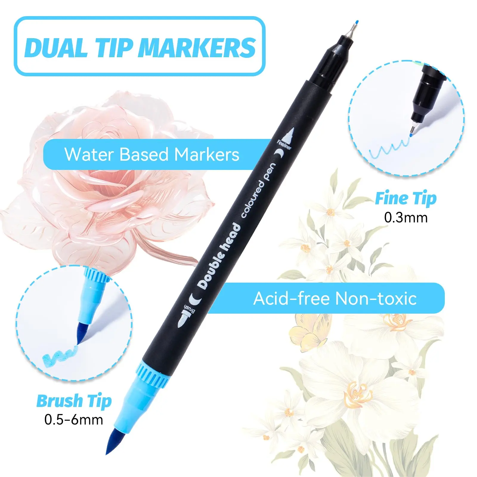 72 Colors Premium Dual Tip Art Markers Set with Foldable Case - Extra Fine & Brush Tips for Adult Artists Drawing, Painting view 2