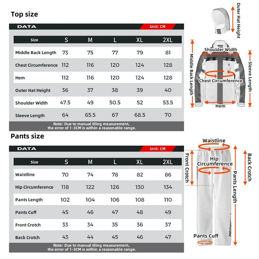 MOTOWOLF Motorcycle Raincoat For Men & Women Waterproof Rain Suit Reflective Breathable Lightweight 2 Pieces Rainwear