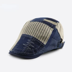 2024 Spring New ArrivalsOriginal Niche Heavy Denim Stitching Contrasting Peaked Caps Men's and Women's Personality Berets