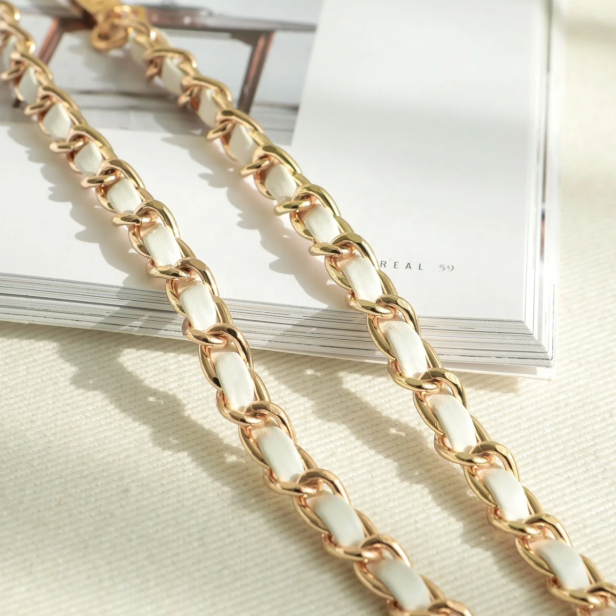 Luxurious Leather Bracelet Strap Crossbody Lanyard Phone Case with Chain - 120 CM