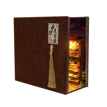 Diy Book Nook Doll House Miniature Wooden Bookshelf Shelf Insert Miniatures Home Model Kit Dollhouse Birthday Toy Gifts 5