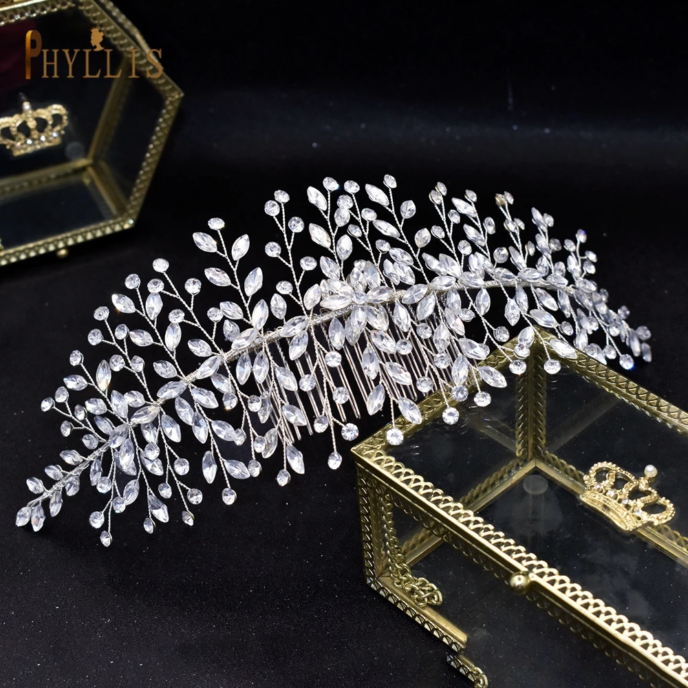 A455 Silver Bridal Hair Comb Luxury Wedding Hair Accessories for Brides Handmade Bridesmaid Hair Pieces Crystal Bridal Headwear