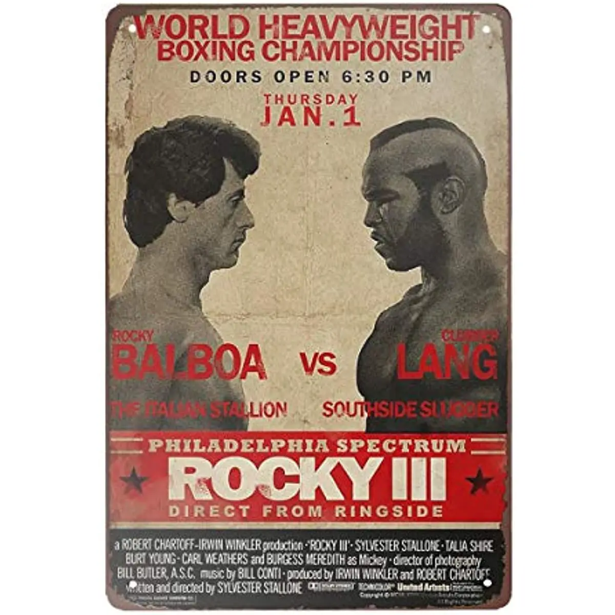 

Super durable World Heavyweight Boxing Championship Rocky tin Signs Vintage bar Man cave Cafe Garage Home Wall Decoration Sign