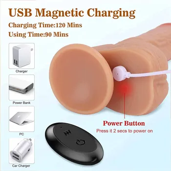 Thrusting Realistic Dildo for Women with 3 Telescopic Speeds 9 Vibration Modes Independently Remote Control, Silicone Vibrator 4