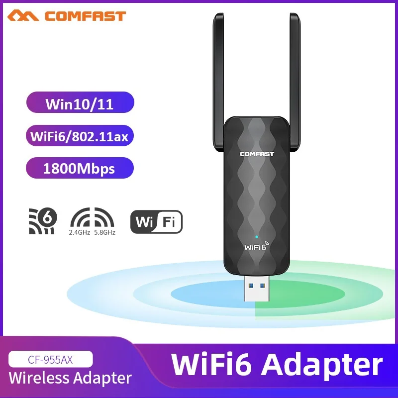 Clé WiFi Puissante AC 1800 Mbps, EAAERR WiFi 6 WiFi Adaptateur Double Bande  USB 3.0 WiFi Dongle pour PC Ordinateur de Bureau, Ordinateur Portable  Support Windows 10/11 : : Informatique