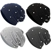 Women Pearl Rhinestones Beanie Headgear Solid Soft Autumn Winter Cap For Female Bonnet Fashion Knitted Autumn Outdoor Beanie 2